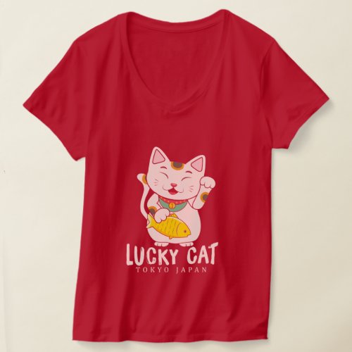 Good Luck Charm Lucky Cat Maneki Neko Japanese T_Shirt