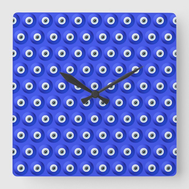 Good Luck Charms against Evil Eye Pattern Square Wall Clock (Front)