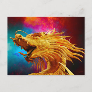 good luck chinese dragon postcard