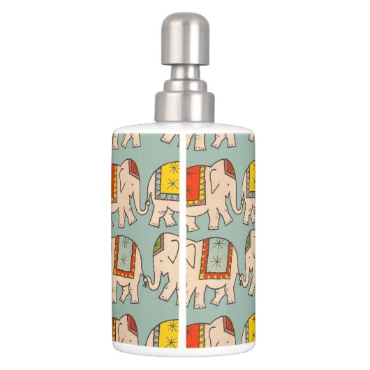 Good luck circus elephants cute elephant pattern soap dispenser and toothbrush holder (Back)