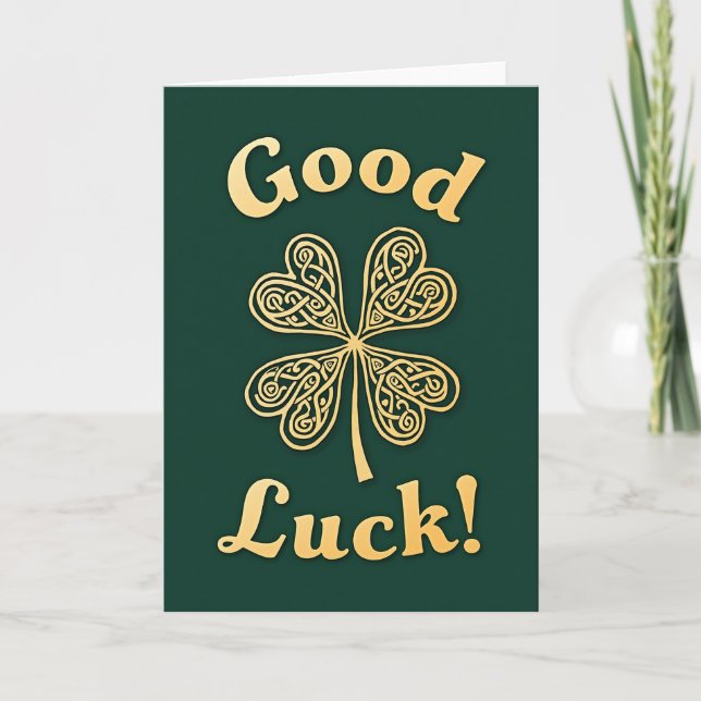 Good Luck Clover Celtic Art Card (Front)