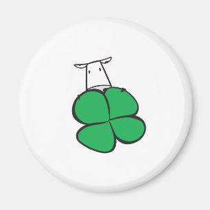 Good Luck Clover Cow Magnet
