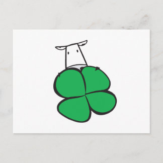 Good Luck Clover Cow Postcard