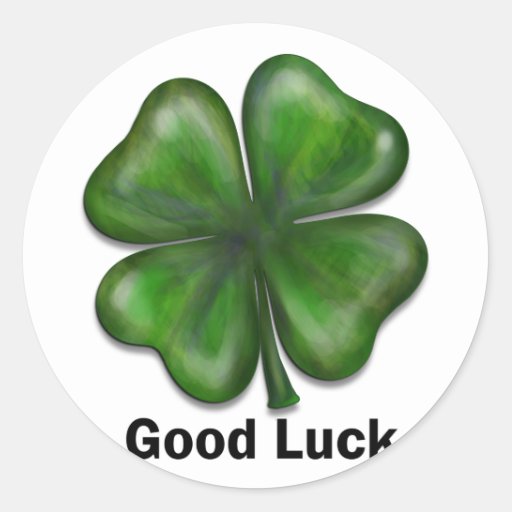 Good Luck Clover Round Stickers | Zazzle