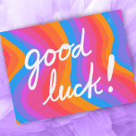 GOOD LUCK Colorful Cool & Fun Stripes Postcard<br><div class="desc">Check out this sweet and colorful art,  hand made by me for you! Feel free to add your own text or change the colors. Visit my shop for more!</div>