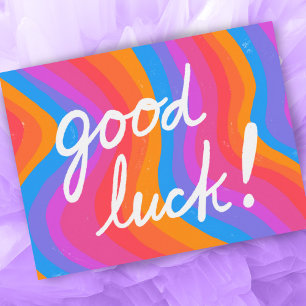 GOOD LUCK Colorful Cool & Fun Stripes Postcard