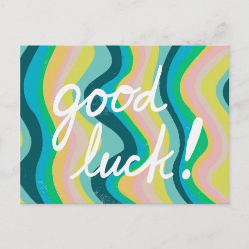 GOOD LUCK Colorful Cool  Fun Stripes Postcard