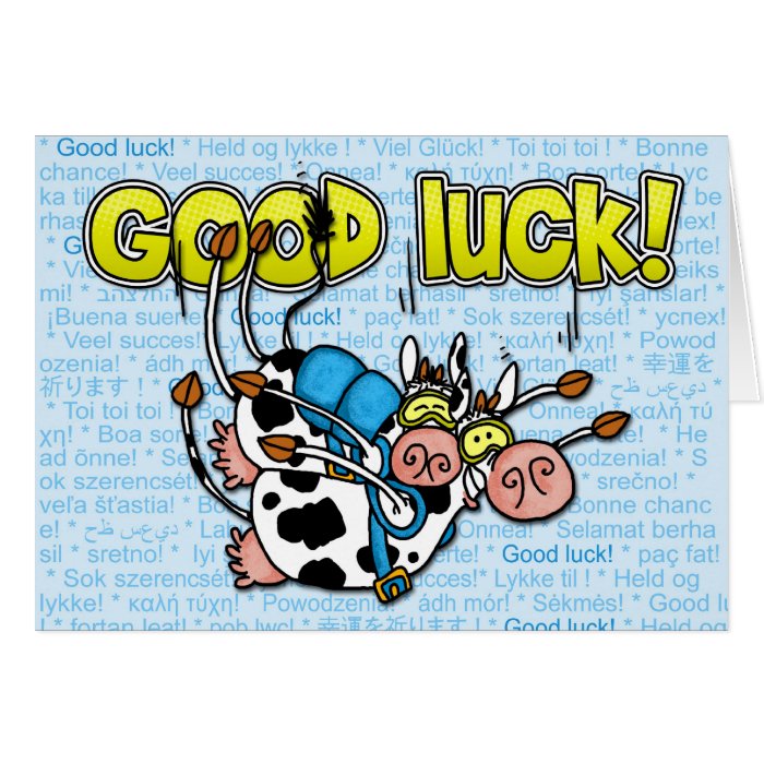 good luck   cows skydive tandem card