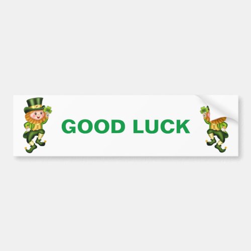 Good luck cute leprechauns with shamrocks bumper sticker