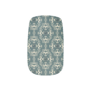 Good luck damask evil eye teal wallpaper pattern minx nail wraps