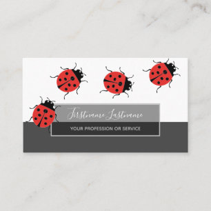 Good luck dotted ladybugs elegant gray rectangle b business card