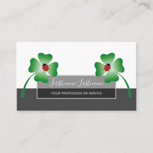 Good luck dotted ladybugs elegant gray rectangle b business card