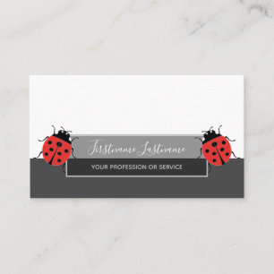 Good luck dotted ladybugs elegant gray rectangle business card
