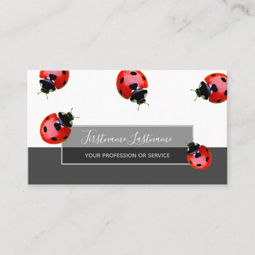 Good luck dotted ladybugs elegant gray rectangle business card