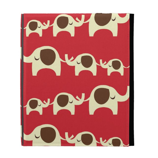 Good luck elephants cherry red cute nature pattern iPad folio cover (Front)