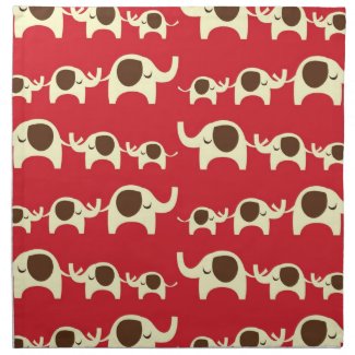 Good luck elephants cherry red cute nature pattern napkin