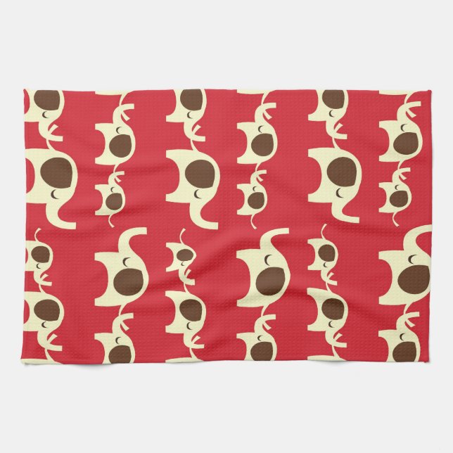Good luck elephants cherry red cute nature pattern towel (Horizontal)