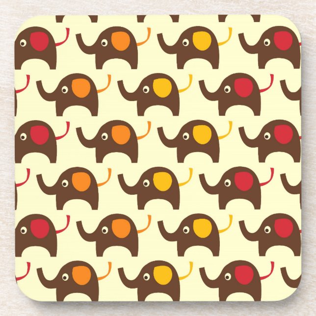 Good luck elephants kawaii cute nature pattern beverage coaster (Front)