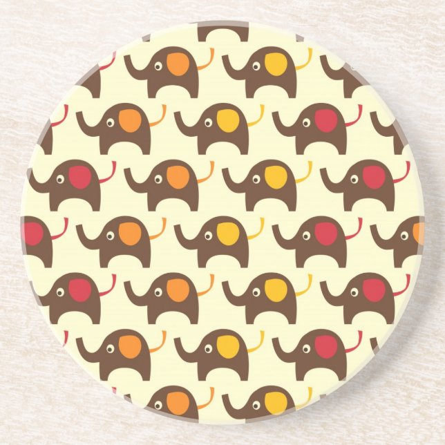 Good luck elephants kawaii cute nature pattern drink coaster (Front)