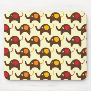 Good luck elephants pattern print mouse pad
