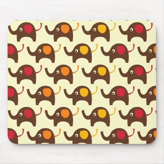 Good luck elephants pattern print mouse pad (Front)