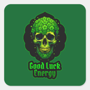 Good Luck Energy Skull St Patrick’s - Autocolante Square Sticker