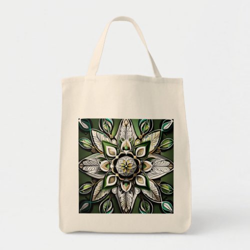 Good Luck Floral Art Geometric Abstract Pattern Tote Bag