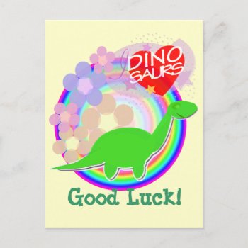 Good Luck Flower Dinosaur Postcard by dinoshop at Zazzle