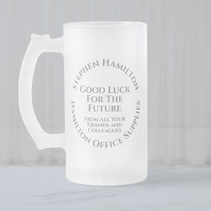 Good Luck for the Future Leaving Gift Frosted Glass Beer Mug