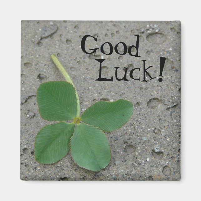 Good Luck! Four Leaf Clover Magnet (Front)