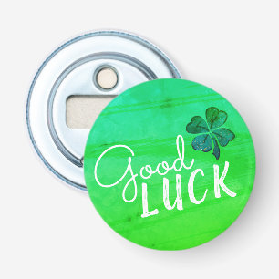 Good Luck Four Leaf Clover Shamrock  Bottle Opener