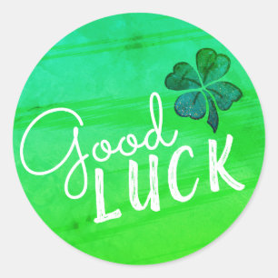 Good Luck Four Leaf Clover Shamrock Classic Round Sticker
