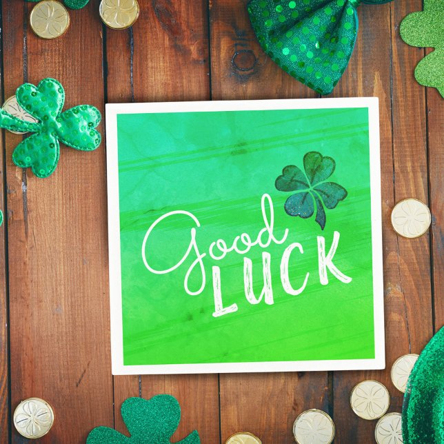 Good Luck Four Leaf Clover Shamrock  Napkins (Creator Uploaded)