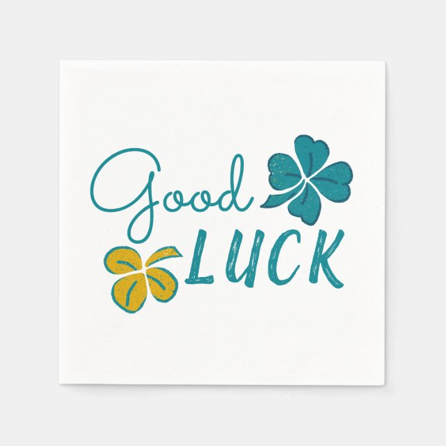 Good Luck Four Leaf Clover Shamrock Napkins (Front)