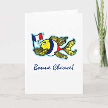 Good Luck French Flag Fish Funny Cartoon Card by FabSpark at Zazzle