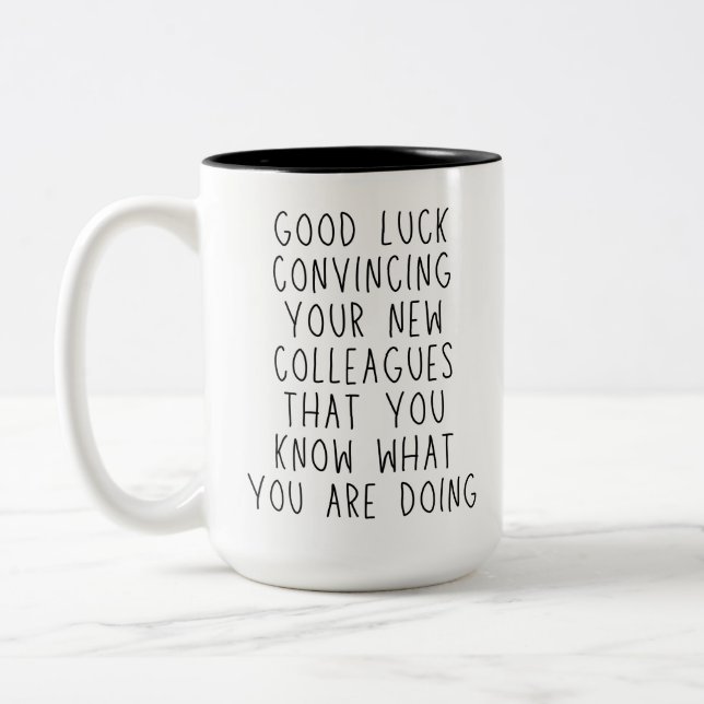 Good Luck Funny Leaving Colleague And Work Bestie Two-Tone Coffee Mug (Left)