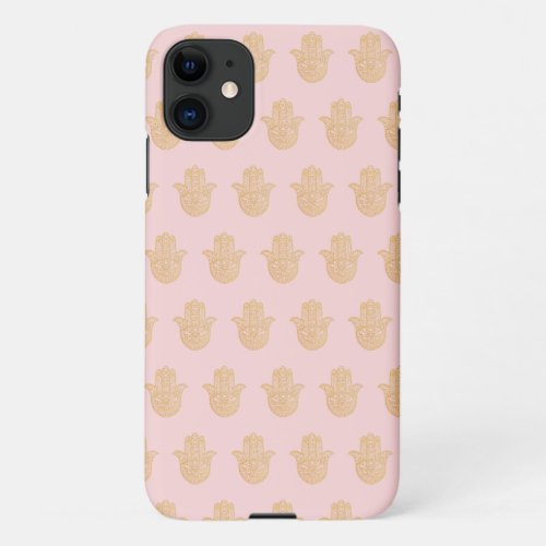 Good luck gift Pink and Gold Fatima Hand iPhone 11 Case