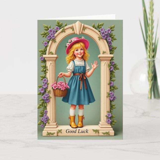 Good Luck Girl Portrait Card (Front)