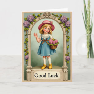 Good Luck Girl Waving Card