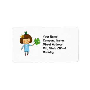 Good luck girl with a four leaf clover label