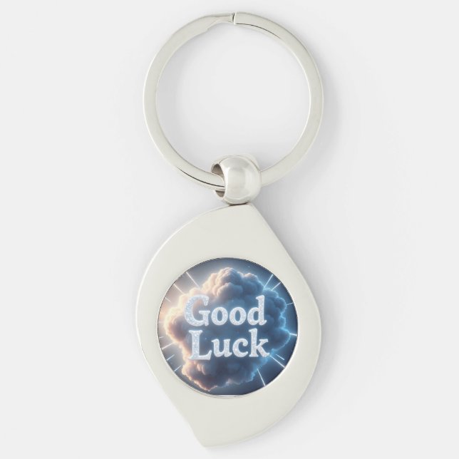 Good Luck — Glowing Cloud Typography with Light Be Keychain (Front)