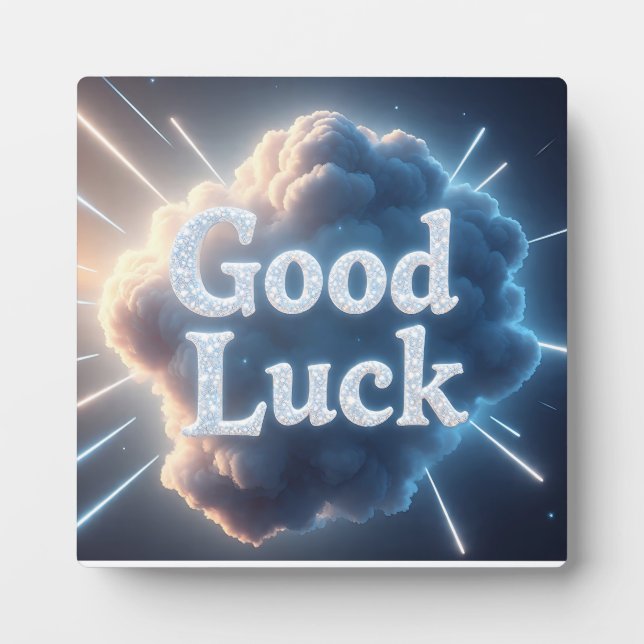 Good Luck — Glowing Cloud Typography with Light Be Plaque (Front)