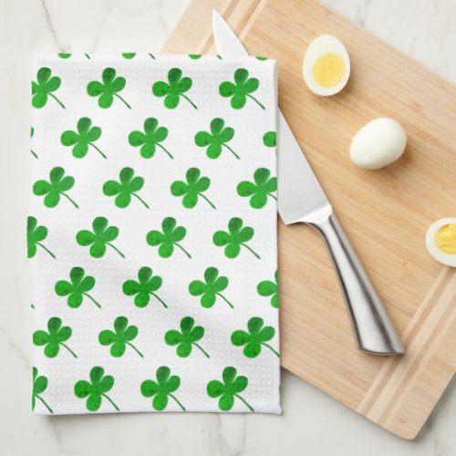 Good Luck Green Lucky 4 Leaves Shamrocks Clover Ki Kitchen Towel