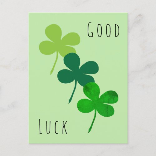 Good Luck Green Shamrock Clover  Postcard