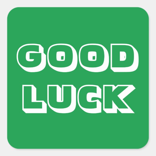 Good Luck, green white Square Sticker (Front)