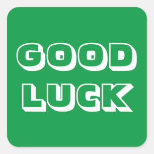 Good Luck, green white Square Sticker
