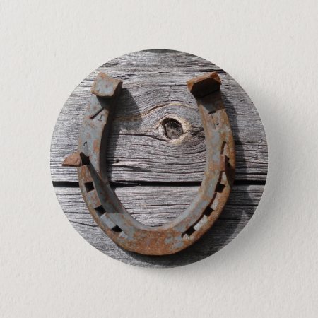 Good Luck Horseshoe Badge Name Tag Button