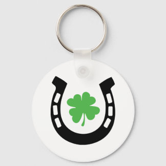 Good Luck Horseshoe Cloverleaf - Shamrock Keychain