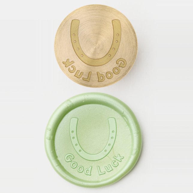 Good Luck Horseshoe Rustic Equestrian Wax Seal Stamp (Stamped)