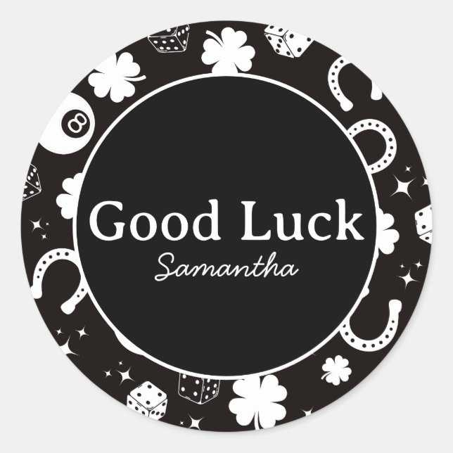 Good luck Horseshoe Shamrock Classic Round Sticker (Front)